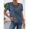 thumbnail image 6 of Women'S Short Sleeve Tunic Tank Tops Casual Lace Shirt Blouses Blue XL, 6 of 9