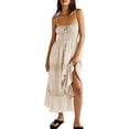 thumbnail image 3 of Women's Y2k Cut Out Backless Maxi Dress Bodycon Long Flowy Dresses Summer Boho Spaghetti Strap Low Cut Cami Dress Clubwear, 3 of 11