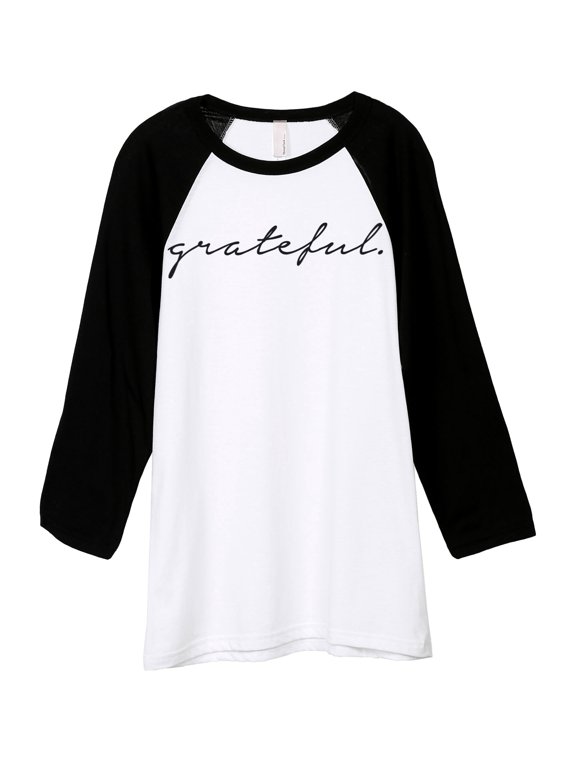 Grateful Unisex 3/4 Sleeves Baseball Raglan White Black Medium