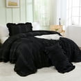 thumbnail image 4 of Dintszyayue Black Ruffle Queen Comforter,Soft Ruffled Princess Style Bedding Set Adult(90"x 90"), 4 of 5
