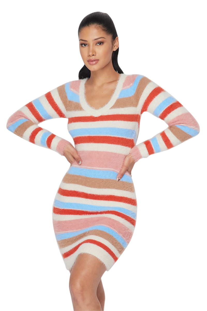 fuzzy knit sweater dress