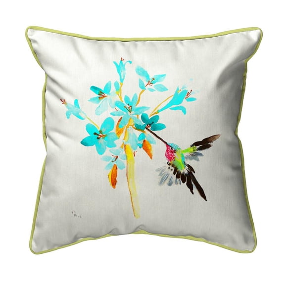 Betsy Drake Interiors Blue Hummingbird Small Indoor/Outdoor Pillow 12x12