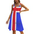 thumbnail image 1 of Robe Dos Nu à Lacets Drapeau Islandais Robe Col Carré Nœud Cœur Robe Évasée Drapeau Islandais Pays, 1 of 5