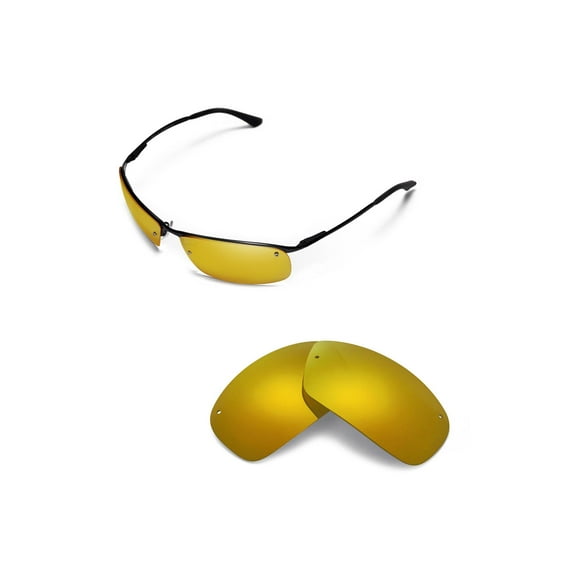 Walleva 24K Gold Polarized Replacement Lenses for Ray-Ban RB3183 63mm Sunglasses