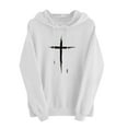 thumbnail image 2 of Christian Hoodies Women Cross Graphic Drawstring Long Sleeve Pullover Comfortable Casual Sweatshirt with Pockets, 2 of 4