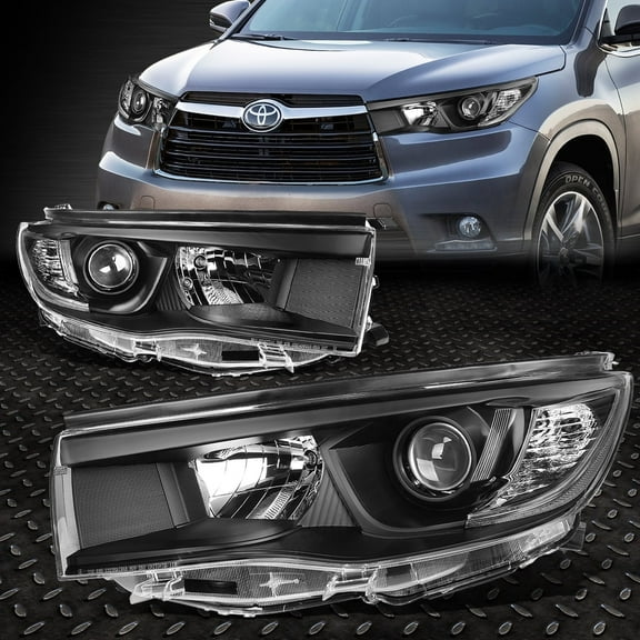 NUVISION for 14-16 Toyota Highlander Black Housing Clear Corner Projector Headlight Lamp