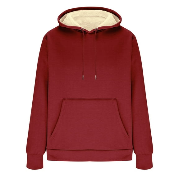 Tungbrin Mens Sherpa Lined Hoodies Winter Fleece Warm Long Sleeve Sweatshirts Plus Size Comfy Solid Thickened Tops
