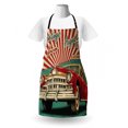 thumbnail image 3 of Georgia Apron, Grunge Composition of Lettering Retro Car and Sunburst, Unisex Kitchen Bib with Adjustable Neck for Cooking Gardening, Adult Size, Paprika Jade Green, by Ambesonne, 3 of 4