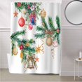 thumbnail image 5 of Fabric Shower Curtain Christmas Pine Tree Light Ball Christmas Star Ribbon White Shower Curtains with 12 Hooks Waterproof Machine Washable Bath Curtains for Bathroom, 72 x 96in, 5 of 6