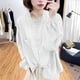 thumbnail image 2 of Manga larga blanca,Camiseta de verano de manga larga con cuello redondo para mujer, corte regular informal, tejido elástico cómodo, ideal para el hogar y el trabajo, sopatenor, 2 of 8