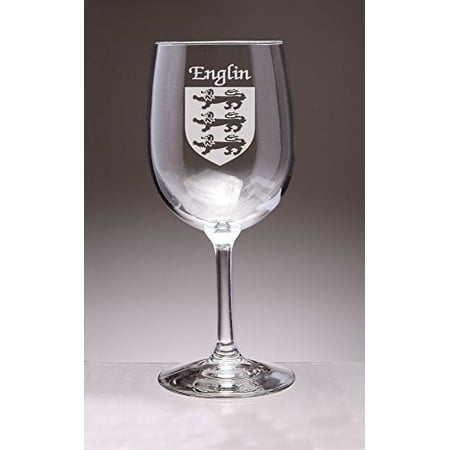 Englin Irish Coat of Arms Wine Glasses - Set of 4 (Sand Etched)