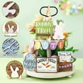 thumbnail image 5 of Easter Tiered Tray Set with Wooden Signs and Centerpiece Holders for Table Display Easter Decoration, 5 of 9