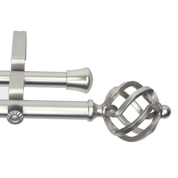 Roman Double Curtain Rod 13/16 inch 48-84" - Satin Nickel