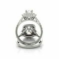 thumbnail image 2 of Split Shank Women's Engagement Ring, Elegant Double Halo Diamond Anniversary Ring, 2 Ct Simulated Emerald Cut Diamond Wedding Ring, 14K White Gold Plated, Pave Set Ring For Her Bithday Gift, 2 of 3