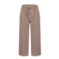 thumbnail image 4 of Womens Travel Pants Casual Loose High Waist Linen Wide Leg Beach Pants With Pockets Lightweight Breathable Fabric 2Xl Pants For Women, 4 of 9
