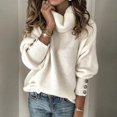 thumbnail image 1 of Chaqueta tipo suéter de cuello alto para mujer, ropa europea y americana, otoño e invierno, 1 of 6