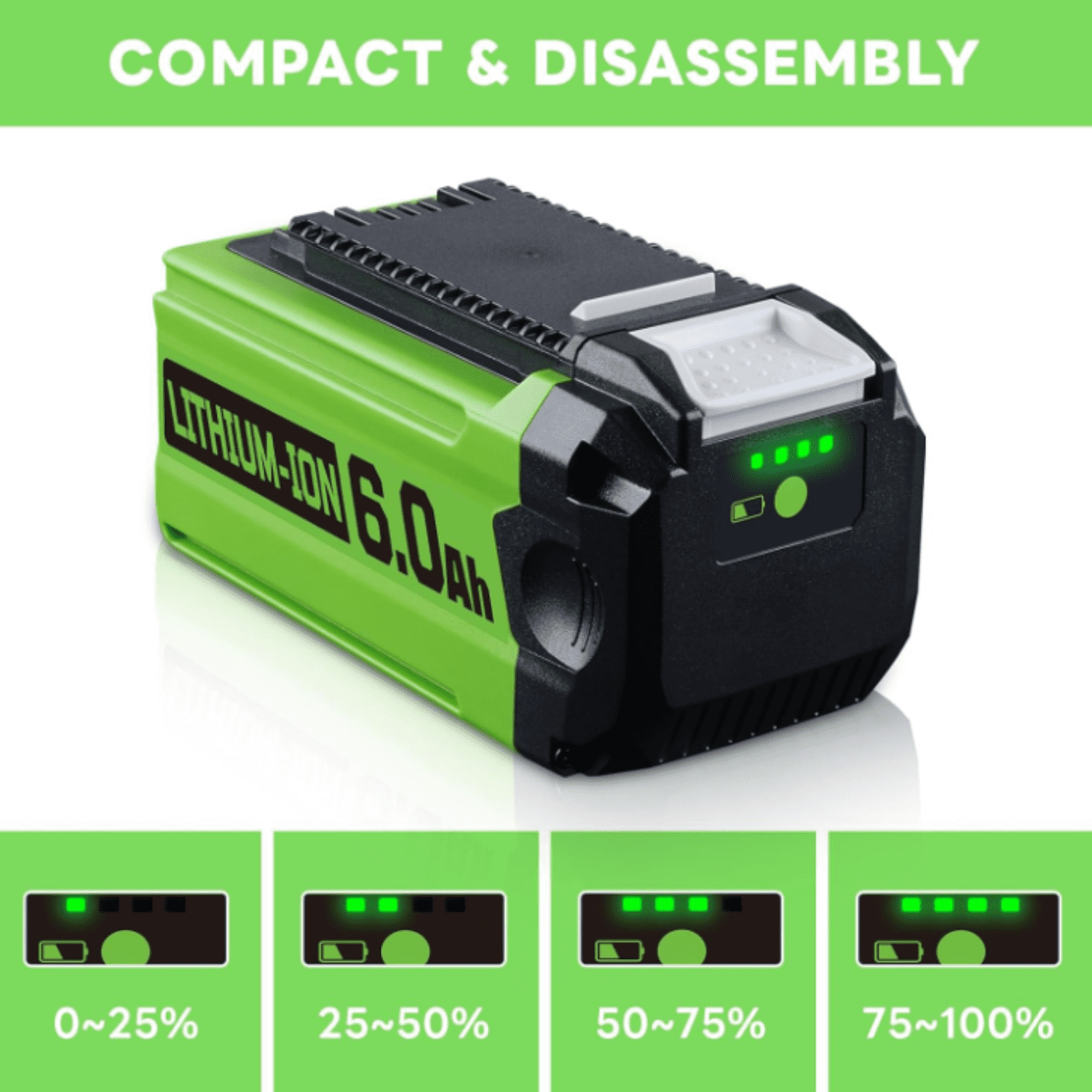 2Packs 40V 6.0Ah Extend Capacity Replacement for Greenworks 40V Battery Lithium Compatible with Greenworks 40 Volt Battery 29252 20202 22262 25312 20642 22272 29462 29472 Tools