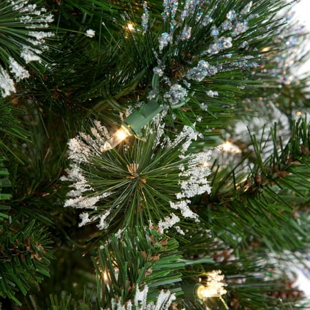 National Tree Company 6.5 ft. Glittery Pine Slim Tree with Clear Lights ...