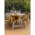 thumbnail image 2 of Farmhouse Sunflower Outdoor Tablecloth - 60x84 Inch Rectangle Dining Table Cover, Vintage Daisy Butterflies Rustic Wood Waterproof Outdoor Table Cloth with Umbrella Hole & Zipper for Picnic/Patio, 2 of 7