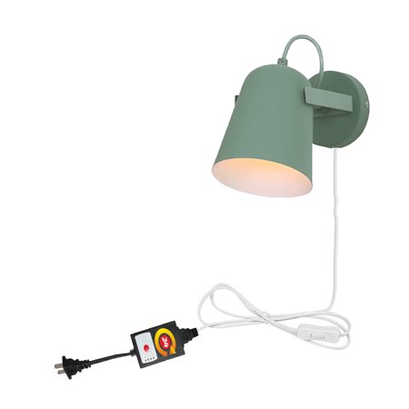 

FSLiving Timing Wall Lamp Frosted Paint Body Wall Sconce with 6 Feet Plug-in Cord Macaroon Adjustable Lampshade for Bedroom Bathroom Vanity - 1 Light( Green )