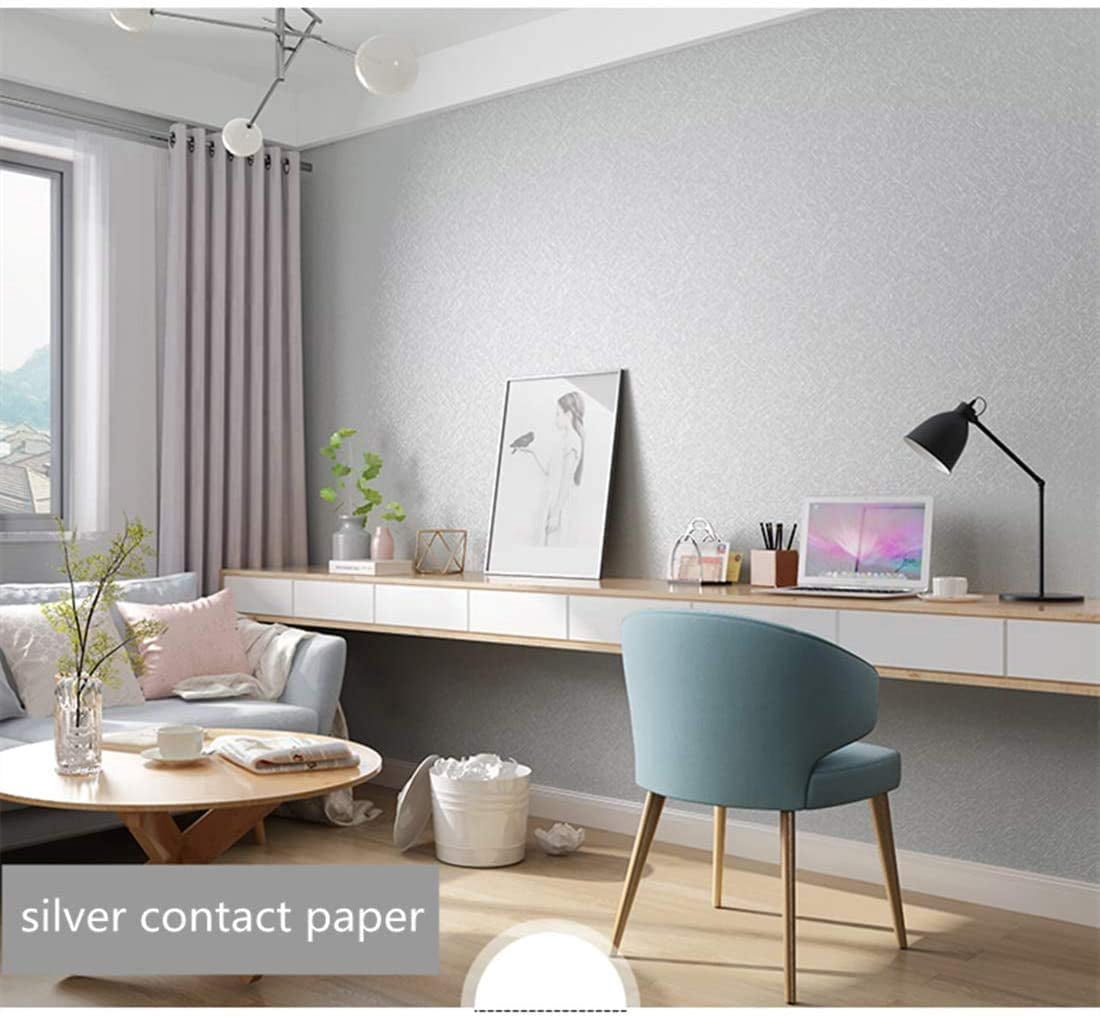 Abyssaly Gray Wallpaper 23.6" x 118"Peel and Stick Wallpaper Silver Silk Embossed Self Adhesive Vinyl Contact Paper for Home Decoration Countertop Shelf