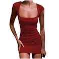 thumbnail image 2 of Antinious Ladies Summer Dress,Formal Party Dresses for Women,Formal Evening Dresses Solid Sleeveless Basic Mini Dresses,Red,M, 2 of 5