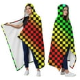 thumbnail image 2 of Wearable Blanket,Rainbow Color Checkered Pattern Hooded Wearable Flannel Blanket for Adults & Teens,Winter Poncho Shawl Wrap Cape Cozy Anti-Pill,50"x60", 2 of 5