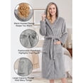 thumbnail image 2 of Loritta Secret Robes for Women, Long Length Hooded Soft Fleece Bathrobe Winter Plush Sleepwear Womens Robes with Pockets & Waist Belt, 2 of 7