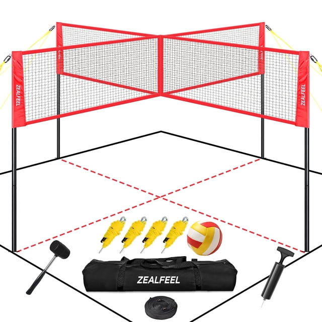 Set de voleibol de 4 casillas ZEALFEEL 4-Way con voleibol