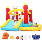 Toiyjofe Inflatable Bounce House with Slide & Ball Pit, Kids Bouncy Castle with Blower, Backyard Play Center for Kids 3-6, Indoor Outdoor Party Use
