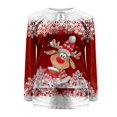 thumbnail image 4 of Wang6 Christmas Sweatshirts for Women Causal Long Sleeve Deer Printed Hoodless Pullovers Loose Fit Crew Neck Tops Tshirts Y_Red XL, 4 of 4