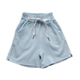 thumbnail image 5 of GiLiling Girls Casual Knit Shorts, Elastic Waist Drawstring Side Pockets Comfy Summer Shorts for Kids Active Wear (Light Blue, 9-10 Years), 5 of 6