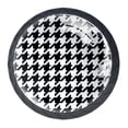 thumbnail image 1 of 4 Pcs Houndstooth Plaid Knobs for Kitchen Cabinet Cupboard Dresser Bookcase Drawer Pulls Handles Round Home Decor, 1 of 8