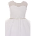 thumbnail image 3 of Little Girl Pearl Rhinestone Illusion Formal First Communion Flower Girl Dress White 7 TR 549 BNY Corner, 3 of 4