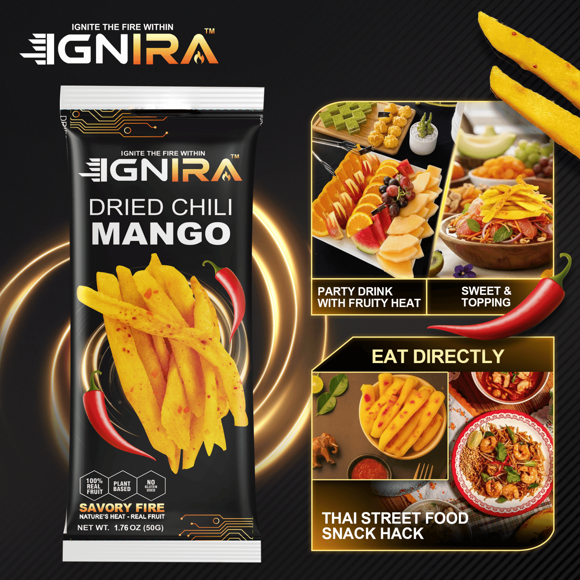 (3 pack) IGNIRA Spicy Dried Mango with Chili