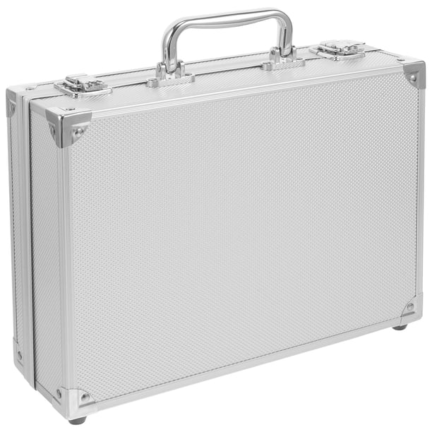 Caja de herramientas portátil, caja de almacenamiento de aleación de aluminio, caja de instrumentos para documentos, contenedor de herramientas con forro de esponja