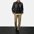 thumbnail image 7 of HIDE CRAFTS Men's Black Real Sheepskin Biker Leather Jacket (US, Alpha, X-Small, Regular, Regular, Black), 7 of 7