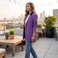 thumbnail image 2 of EANJE Women's Solid Casual Office Work Long Sleeve Open Front Blazer Jacket Purple XL, 2 of 5