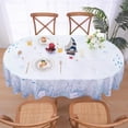 thumbnail image 2 of Coastal Table Cloth, Nautical Coral Seashell Decorative Tablecloth, Ocean Themed Starfish Waterproof Table Cover for Dining Table Kitchen Party Picnic Camping, Oval 60''''x84'''', Blue, 2 of 6