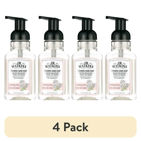 (4 pack) J.R. Watkins Foaming Hand Soap, Rosewater, 9 fl oz