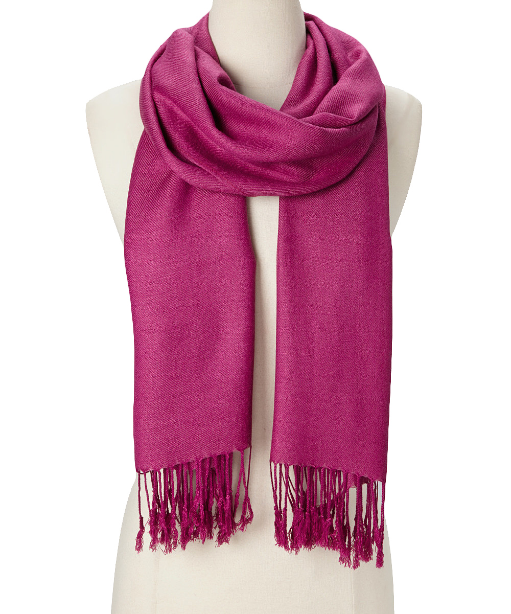 Oussum - Dark Pink Solid Scarfs for Women Fashion Warm Neck Womens Winter Scarves Pashmina Silk 