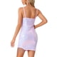thumbnail image 3 of Vestidos de lentejuelas para mujer Inspire Chic, vestido mini de fiesta ajustado con tirantes ajustables, XS, púrpura y rosa, 3 of 6