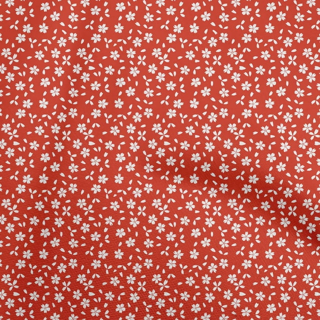 oneOone Polyester Spandex Red Fabric Floral Sewing Craft Projects Fabric Prints By Yard 56 Inch Wide