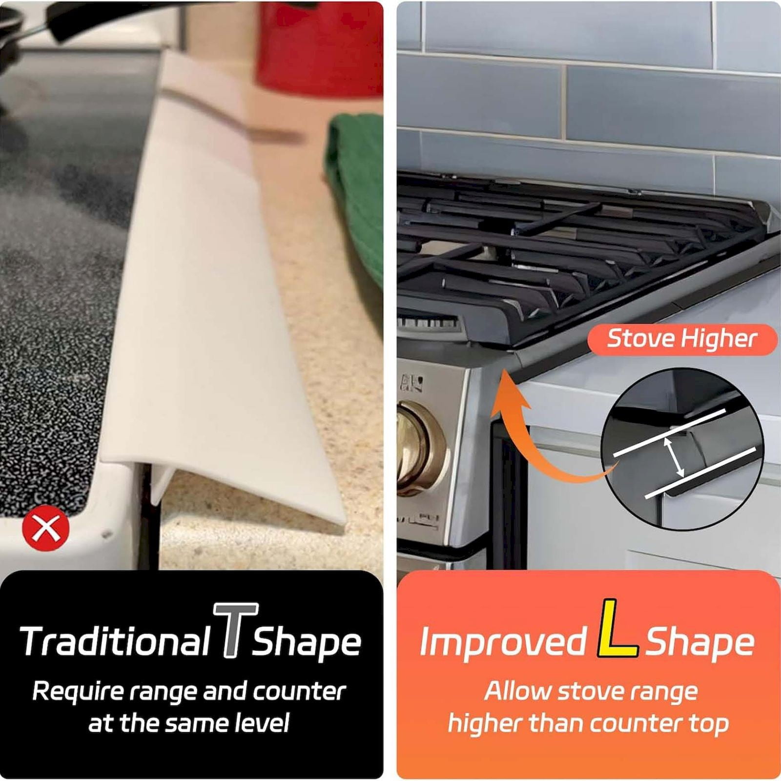 ZMKIAG Stainless Steel Stove Counter Gap Cover (2 Pack), Stove Guard, Stove Gap Filler for Kitchen, Range Trim Kit, Easy Clean With Heat Resistant, Adjustable Length 13.8” to 27.6”