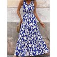 thumbnail image 4 of Anbech Floral Women Summer Dress V Neck Short Sleeve Beach High Waist Smocked Dress, 4 of 6