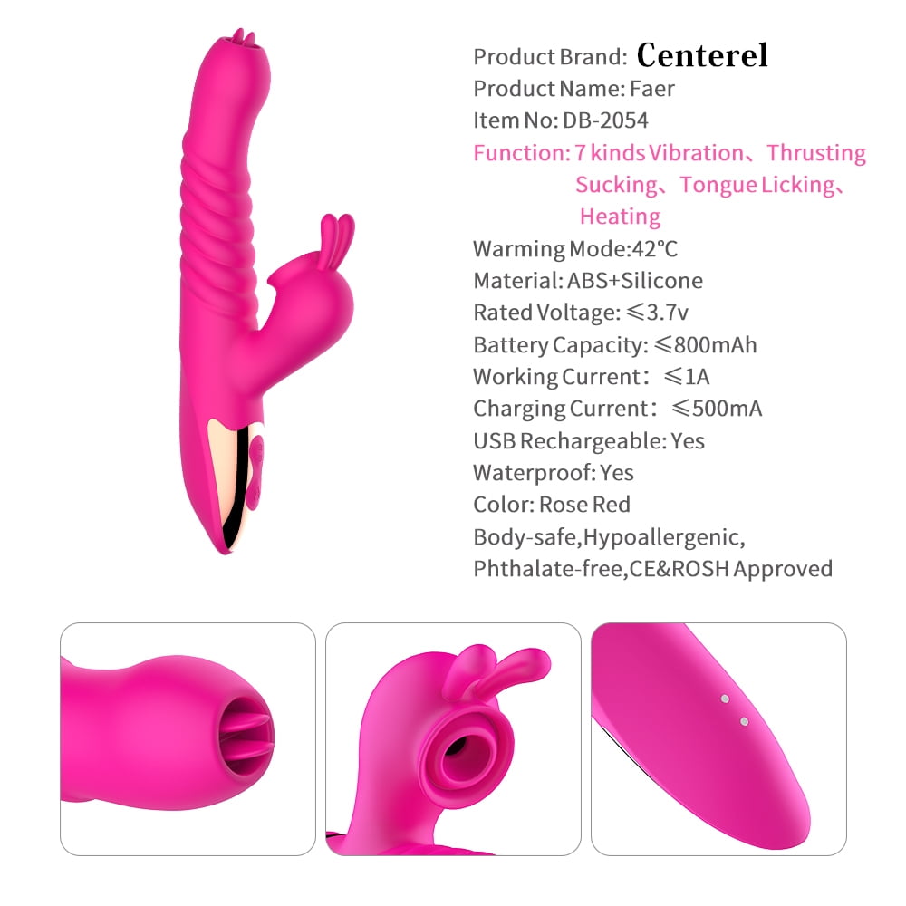 Centerel Rabbit Vibrator Sex Toys with Vibrating Licking & Telescoping Modes for Women
