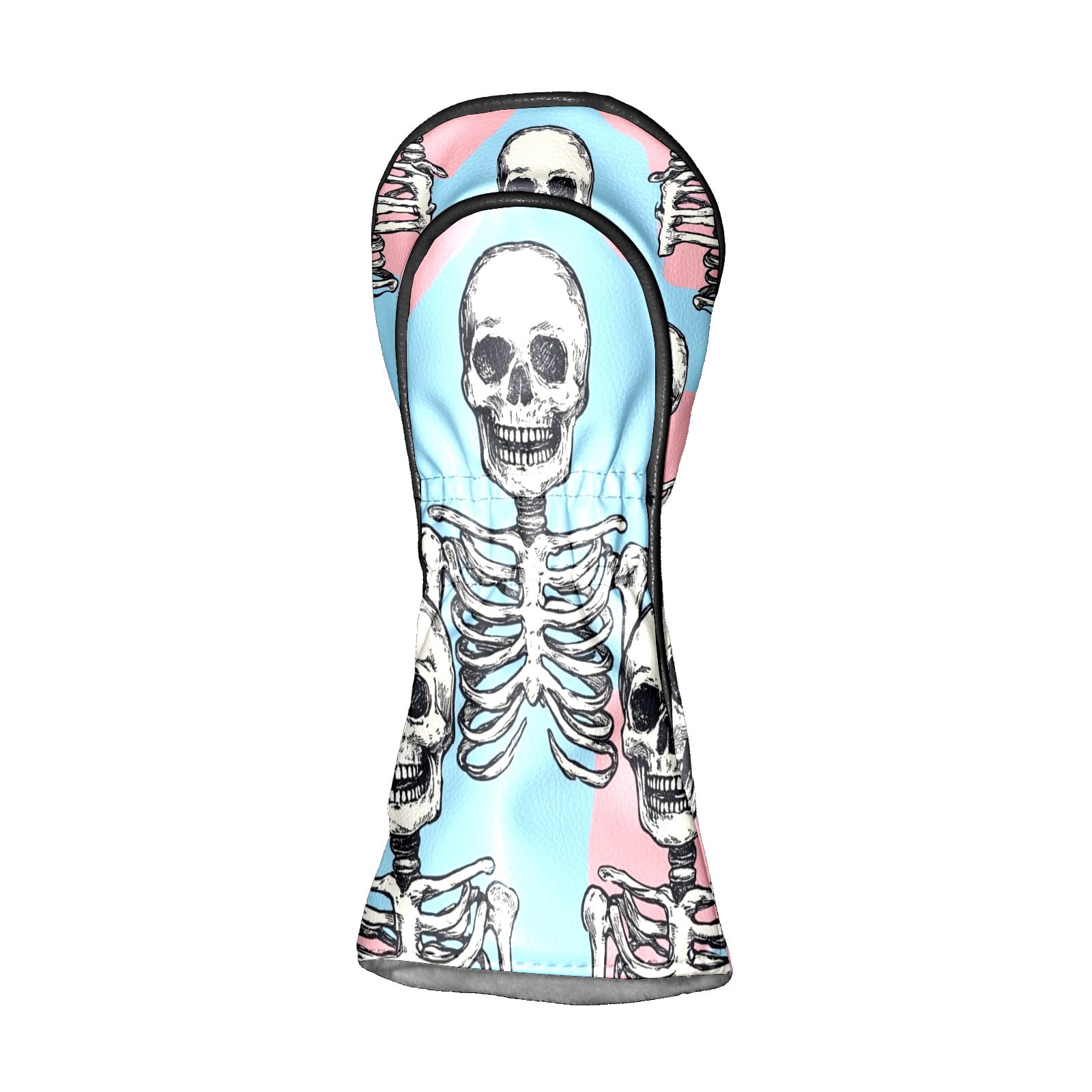 Golf Club Head Covers - Human Skeleton Design, PU Leather, Waterproof, Fits Fairway Woods/Hybrid, Unisex, Fits Most Brands