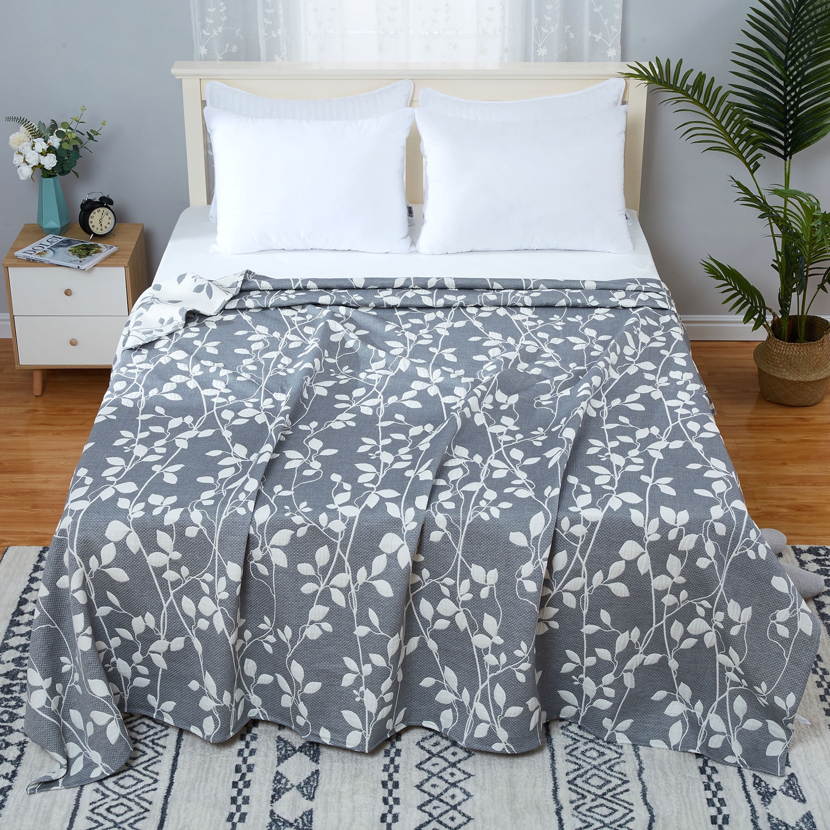 HOMERRY Muslin Blankets for Adults King Size Soft Breathable Yarn Dyed