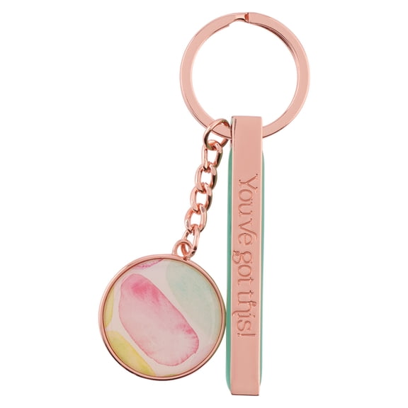 Heartfelt Women's Keychain, You've Got This Abstract Sea Glass, Teal/Rose Gold Metal, (Hardcover)
