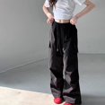 thumbnail image 6 of TIREOW Girls Cargo Pants Elastic Waist Wide Leg Drawstring Cargo Sweatpants Baggy Casual Cargo Jogger Trousers with Multi-Pockets, 6 of 8